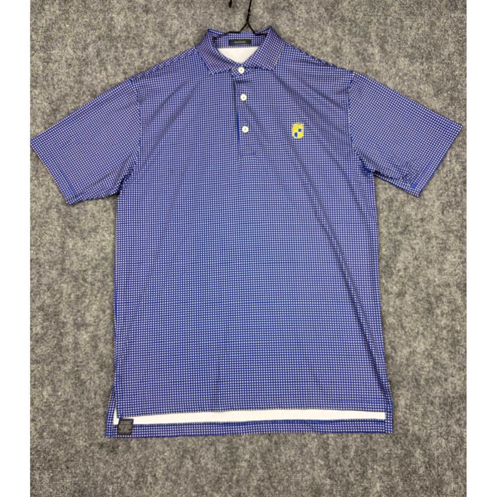 Turtleson Mens Blue Yellow Geometric Performance Golf Polo Shirt Size M TC Logo